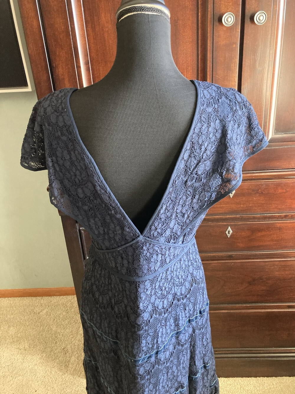 Anthropologie Foxiedox Dress Clarinda Tiered Lace Navy Sz XL orig $148 NWT A305 - Picture 12 of 16